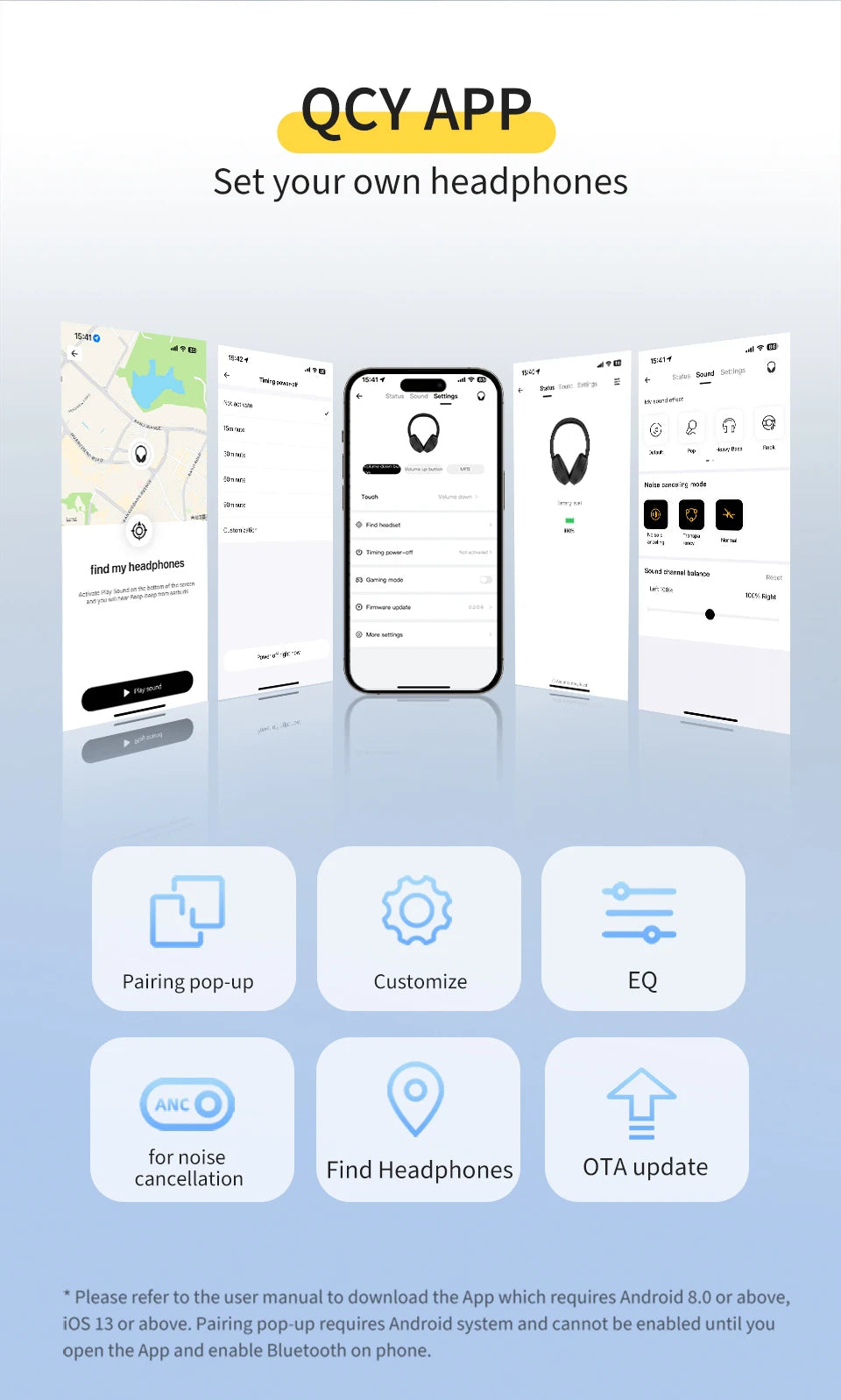 QCY H3 Lite ANC Wireless/Wired Headphones Bluetooth 5.3 Foldable Over Ear Headset HIFI Sound 60H Playtime Earphones Dual Connect - TechSmartX