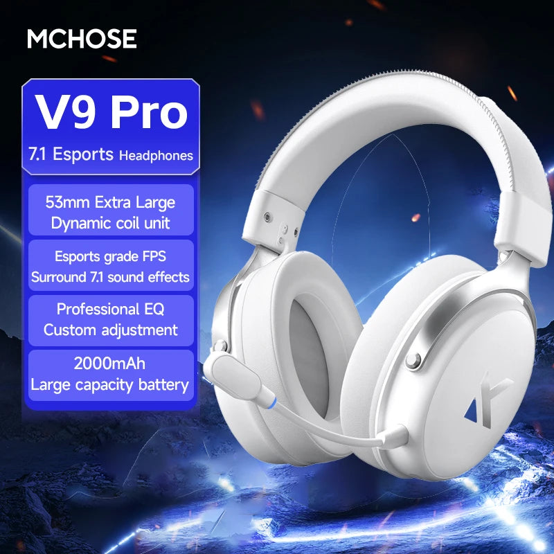 MCHOSE V9 pro E-Sports Headset with Microphone Tri-Mode Gaming USB Wireless 7.1 Channel Surround Sound Portable Audio Headphones - TechSmartX