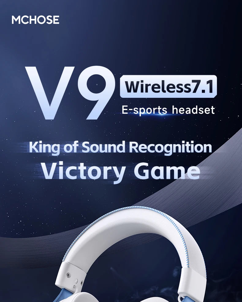 MCHOSE V9 pro E-Sports Headset with Microphone Tri-Mode Gaming USB Wireless 7.1 Channel Surround Sound Portable Audio Headphones - TechSmartX