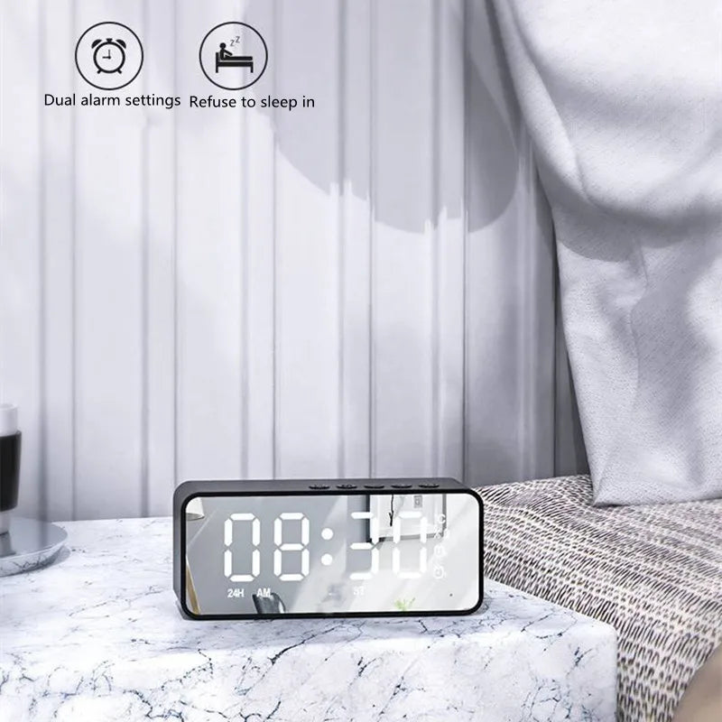 Alarm Clock Radio FM Bluetooth Speaker Portable Subwoofer Caixa De Som Sound Box Music Wireless Mini Woofers Bocina Lamp Column - TechSmartX