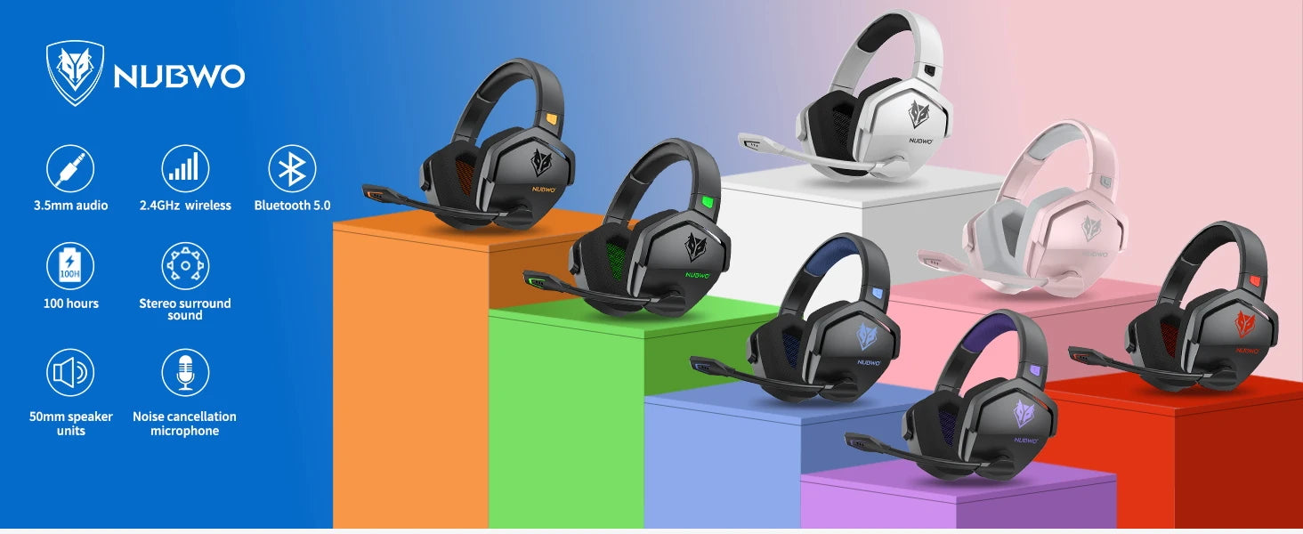 NUBWO G06 Dual Wireless Gaming Headset with Microphone for PS5, PS4, PC, Mobile, Switch, 2.4GHz Bluetooth 5.3 Gaming Headphones - TechSmartX