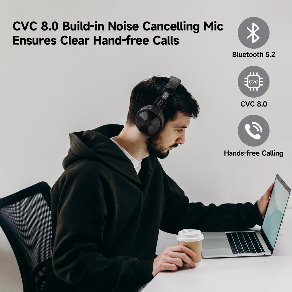 Oneodio Pro-C Bluetooth Wireless Headphones With Mic 110Hr Hi-Res Over Ear Bluetooth 5.2 Headset Earphone For Phone PC Sports - TechSmartX