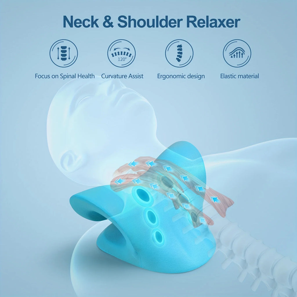 Eva Neck And Shoulder Relaxer, C-Shape Cervical Traction Device, Relax Spine Alignment, Chiropractic Pillow Stretcher Massager - TechSmartX