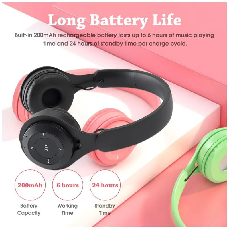 Y08 Macaron Wireless Bluetooth Headband Headphones with Mic Stereo Gaming Headset Gamer Girl Gift for Mobile Tablet - TechSmartX