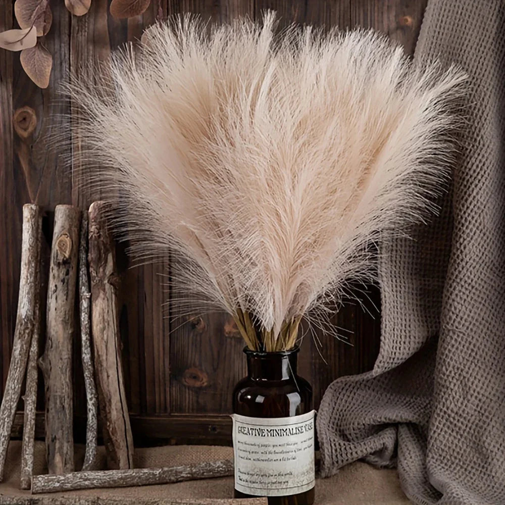 10pcs Faux Pampas Grass, Pampas Grass For Floor Vase, Pampas Grass Decor Tall For Vase Fillers, Boho Rustic Farmhouse Home Decor - TechSmartX