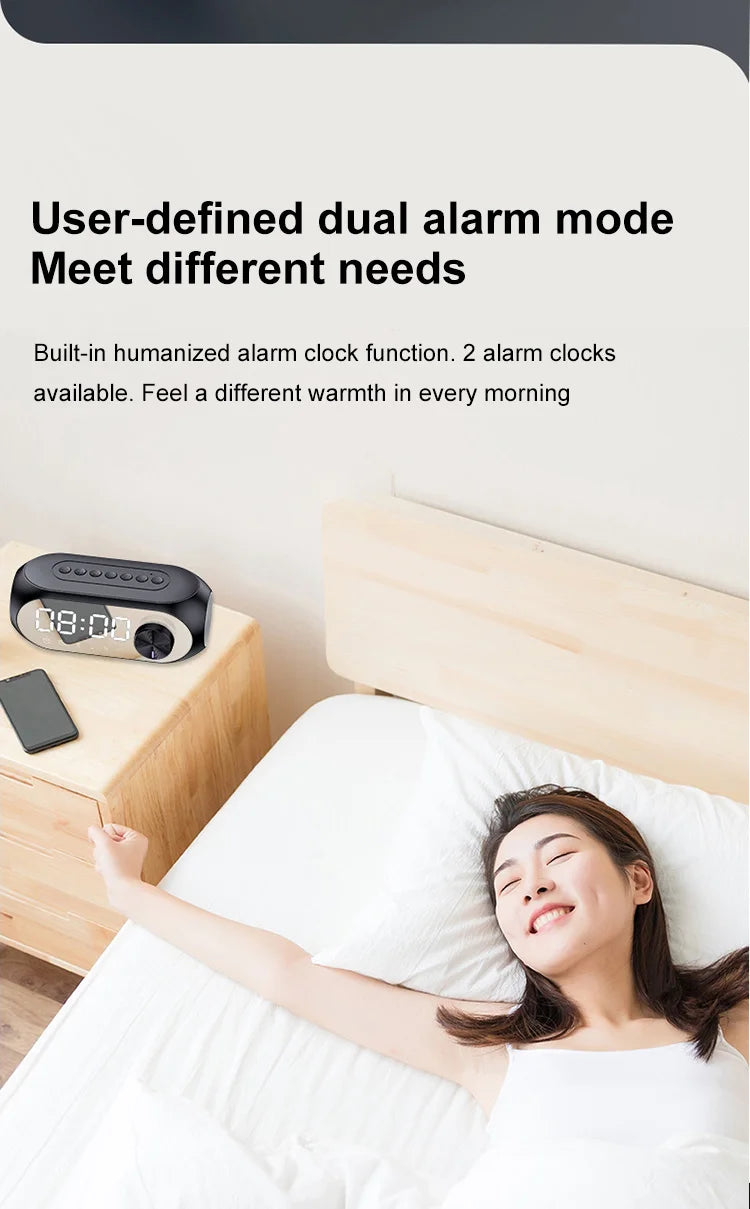 Alarm Clock Radio FM Bluetooth Speaker Portable Subwoofer Caixa De Som Sound Box Music Wireless Mini Woofers Bocina Lamp Column - TechSmartX