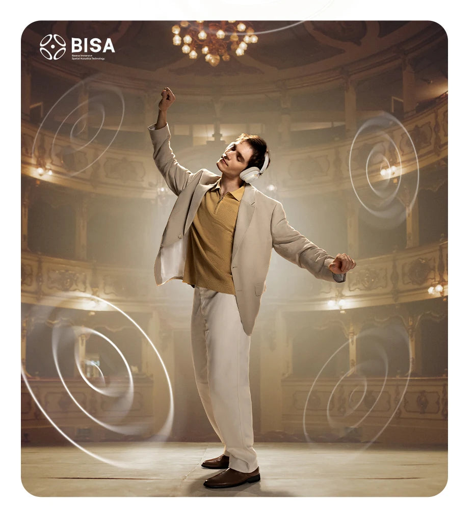 Baseus Bowie H1s Wireless Headphones Bluetooth 5.4 Noise Canceling 46dB Over Ear Headset Hi-Res Spatial Audio Earphone 120H Time - TechSmartX