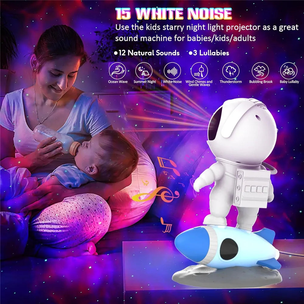 Astronaut Galaxy Starry Sky Projector Night Light Remote Control Rocket Nebula Projection Lamps For Bedroom Christmas Kids Gift - TechSmartX