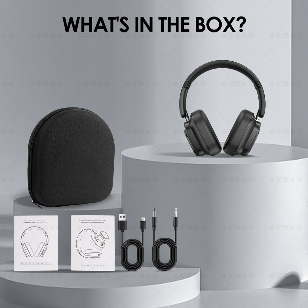Siindoo NEWEST ANC930Plus Hybrid ANC Wireless Headphone, With Multi Magnetic Touch Control LED Screen AND APP Download 1GB MP3 - TechSmartX