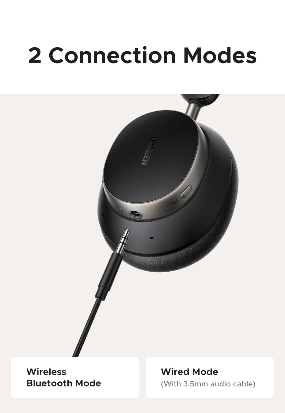UGREEN Studio Pro 48dB ANC Wireless Headphones Over Ear Bluetooth Earphones Active Noise Cancellation Hi-Res LDAC 120h Playtime - TechSmartX