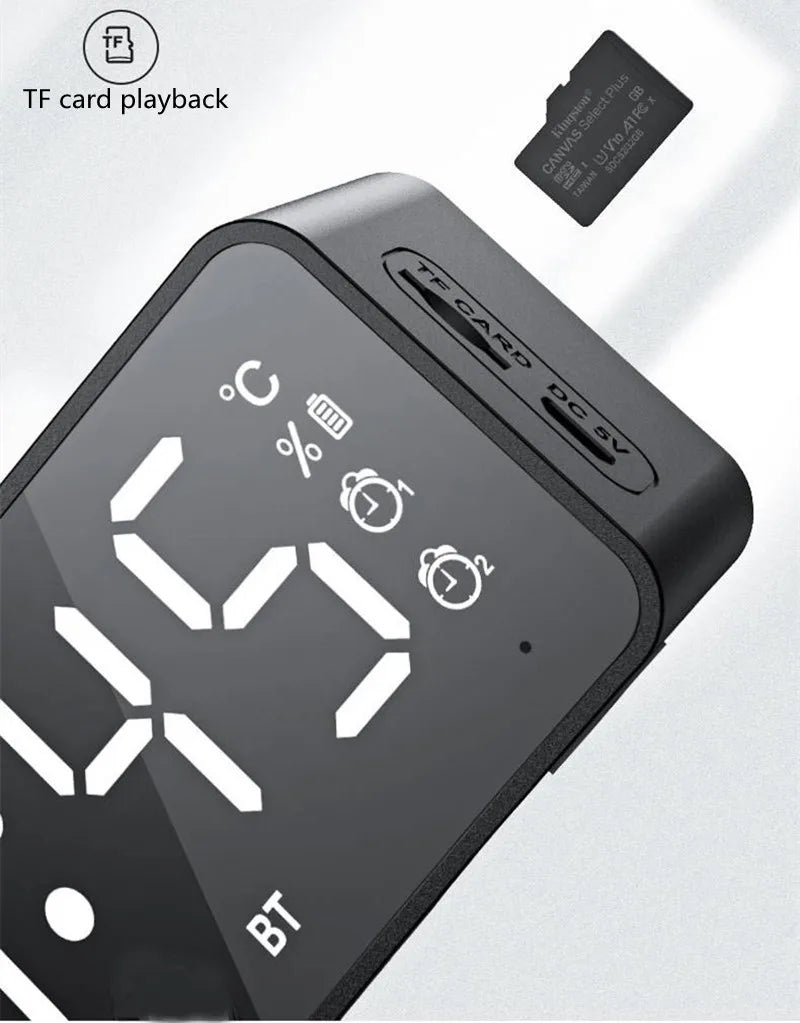 Alarm Clock Radio FM Bluetooth Speaker Portable Subwoofer Caixa De Som Sound Box Music Wireless Mini Woofers Bocina Lamp Column - TechSmartX