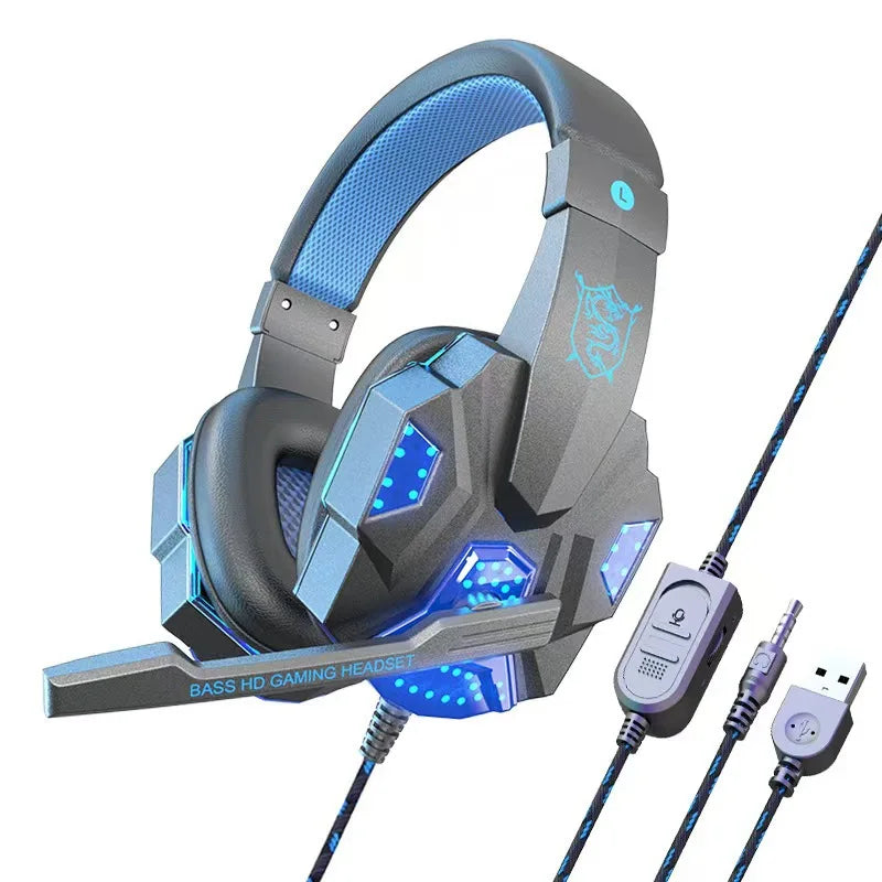 RGB Gaming Headset with Microphone Over-Ear Wired Headphones Drivers Lightweight for PC PS5 Xbox Switch - TechSmartX