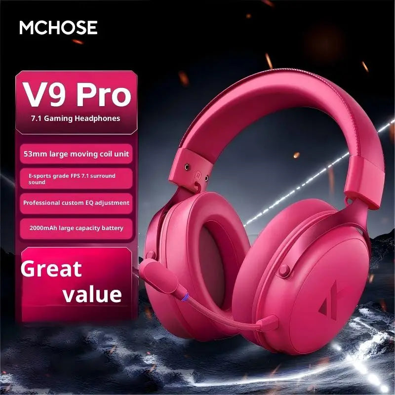 MCHOSE V9 Pro Gaming Headset, Over-Ear Quad-Mode Wireless Bluetooth Headphones for PC with Microphone (Delta Style) - TechSmartX