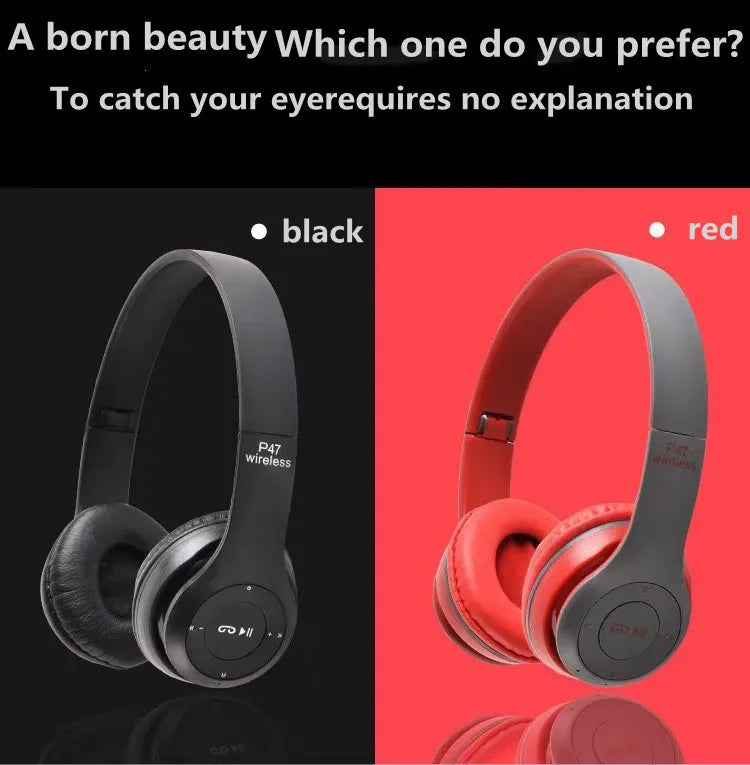 P47 Bluetooth 5.0 Wireless Headphone Foldable HIFI Stereo Bass Earphone Kid Helmet Gift With Mic USB Adaptor For iPhone Game - TechSmartX
