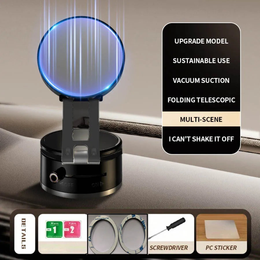 Vacuum magnetic phone holder, Magsafe suction cup phone holder, 360 ° adjustable magnetic phone holder, pocket sized foldable - TechSmartX