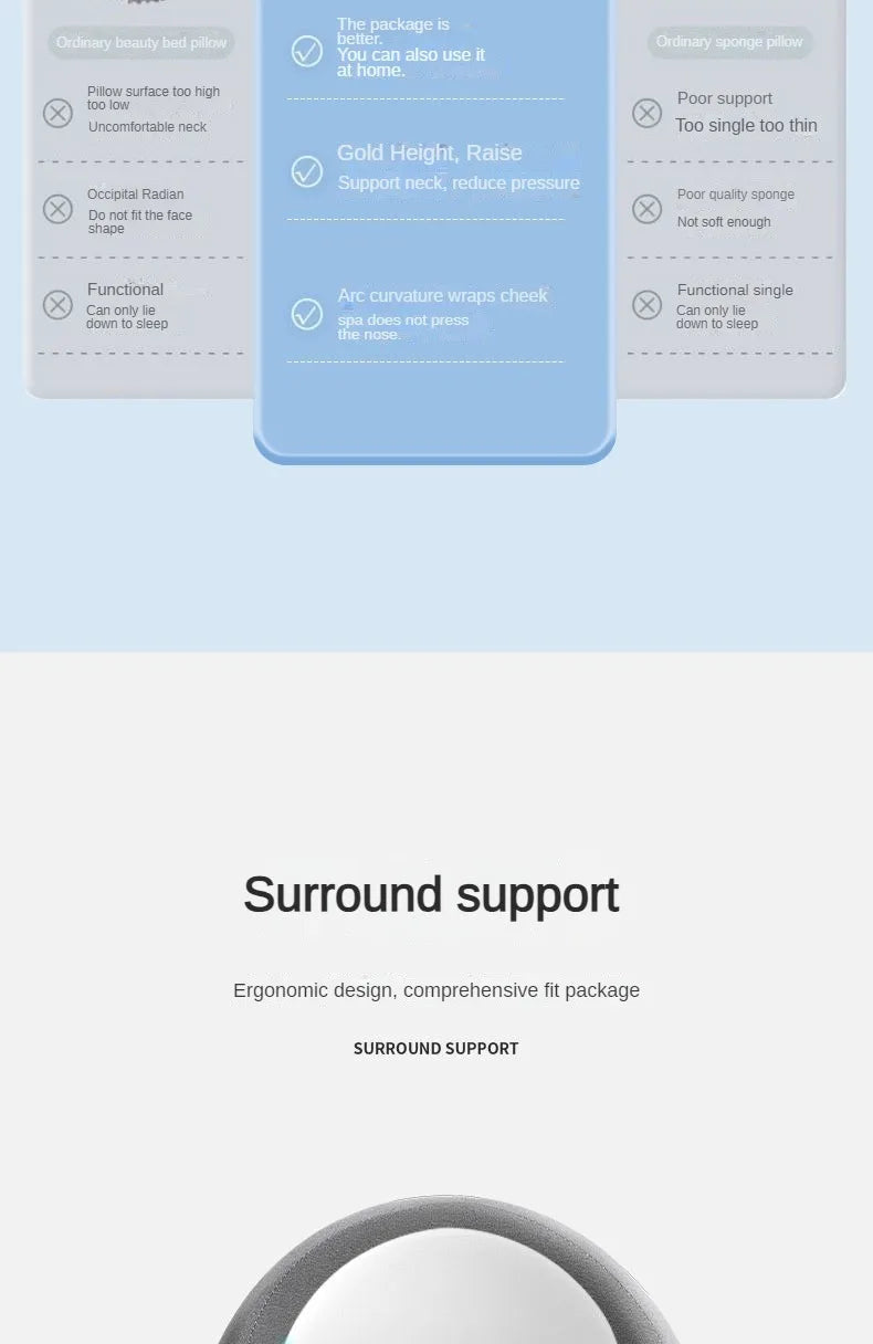 Face Down Pillow Prone Pillow for Prone Face Down Resting Comfort Memory Foam Ergonomics Home Massage Headrest for Beauty Salon - TechSmartX