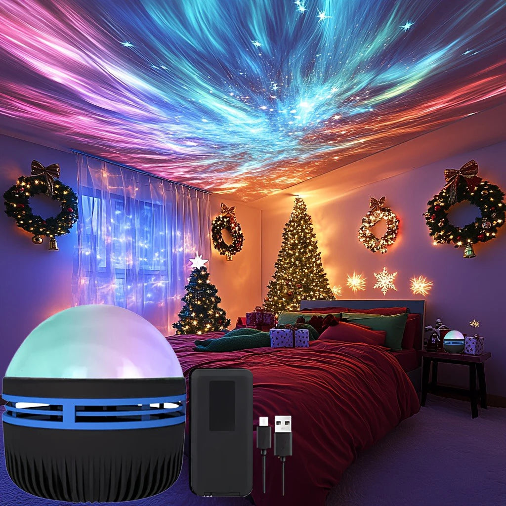 1pc LED Northern Lights Projection Lamp,Aurora Borealis Effect,Remote Control,USB Powered,Color-Changing Light,For Bedroom Decor - TechSmartX