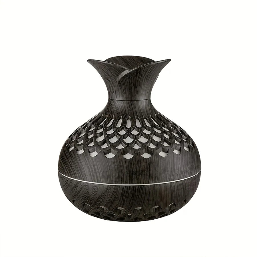 New unique elegant creative wood grain flower humidifier USB mini silent home office desktop colorful wisp empty aroma diffuser - TechSmartX