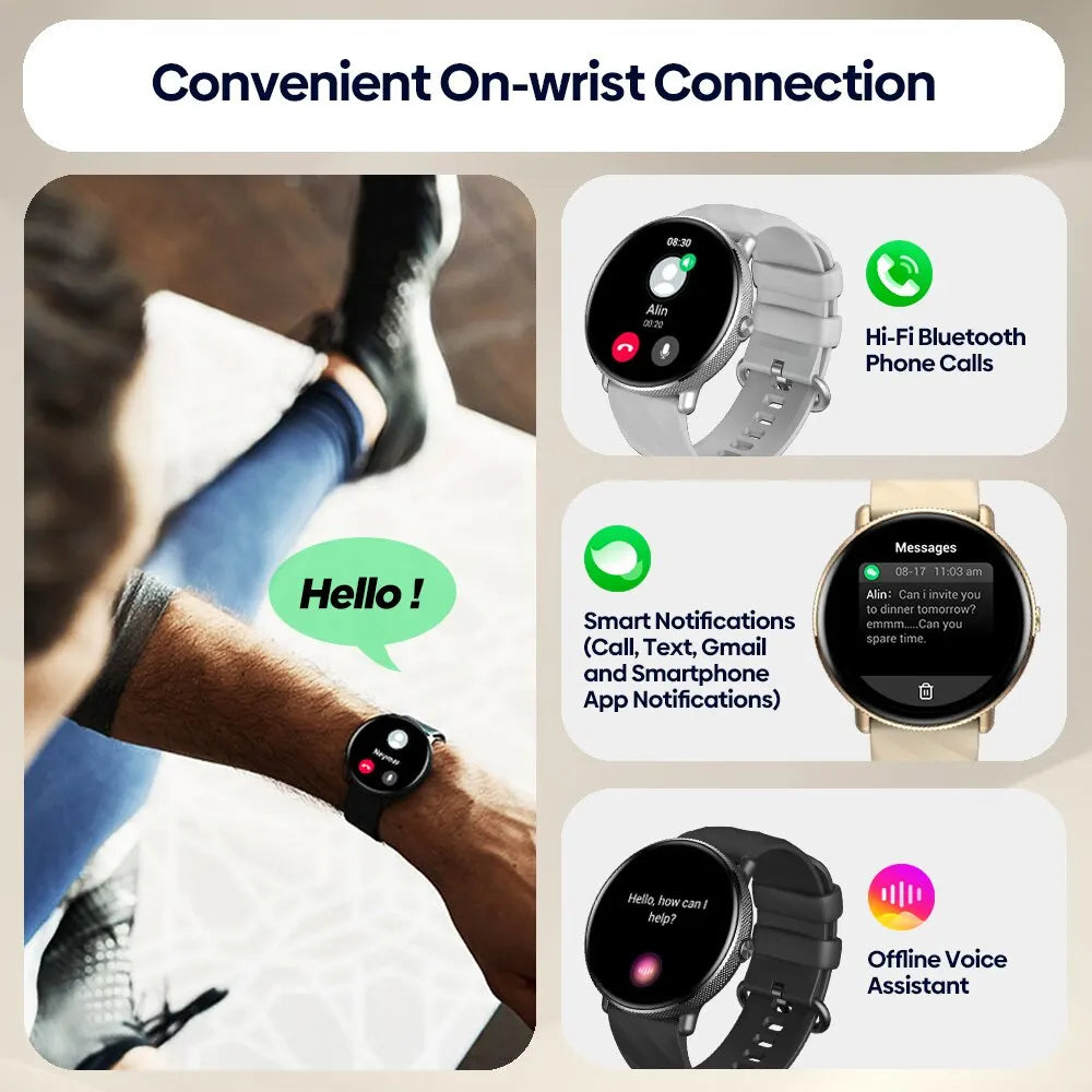 Zeblaze GTR 3 Pro Voice Calling Smart Watch 1.43" AMOLED Display 316L Stainless Steel Frame Fitness Tracking Smartwatch - TechSmartX