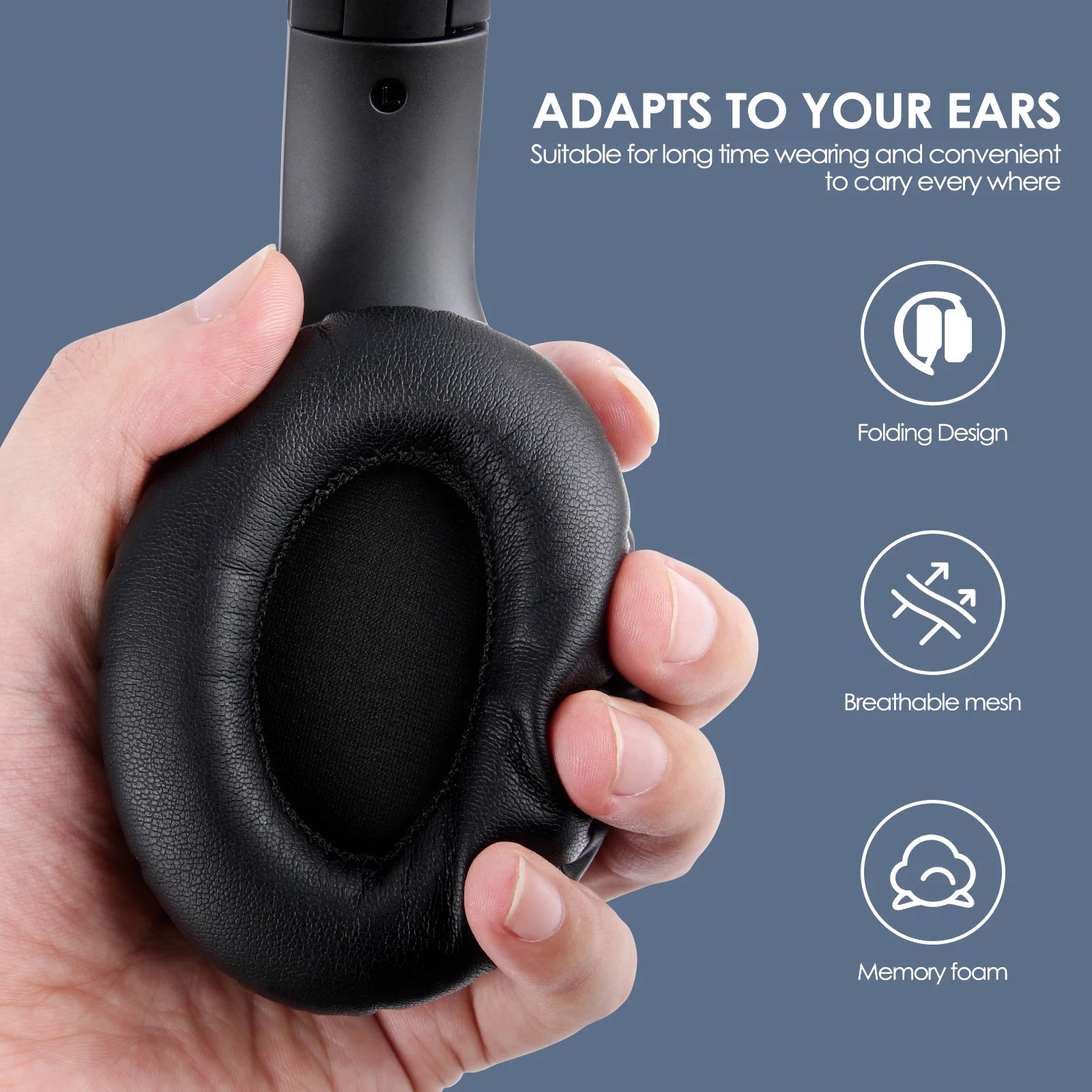 Siindoo JH-ANC923 Active Noise Cancelling Wireless Headset Foldable Over-Ear Bluetooth Headphones With Mic HiFi Stereo Deep Bass - TechSmartX