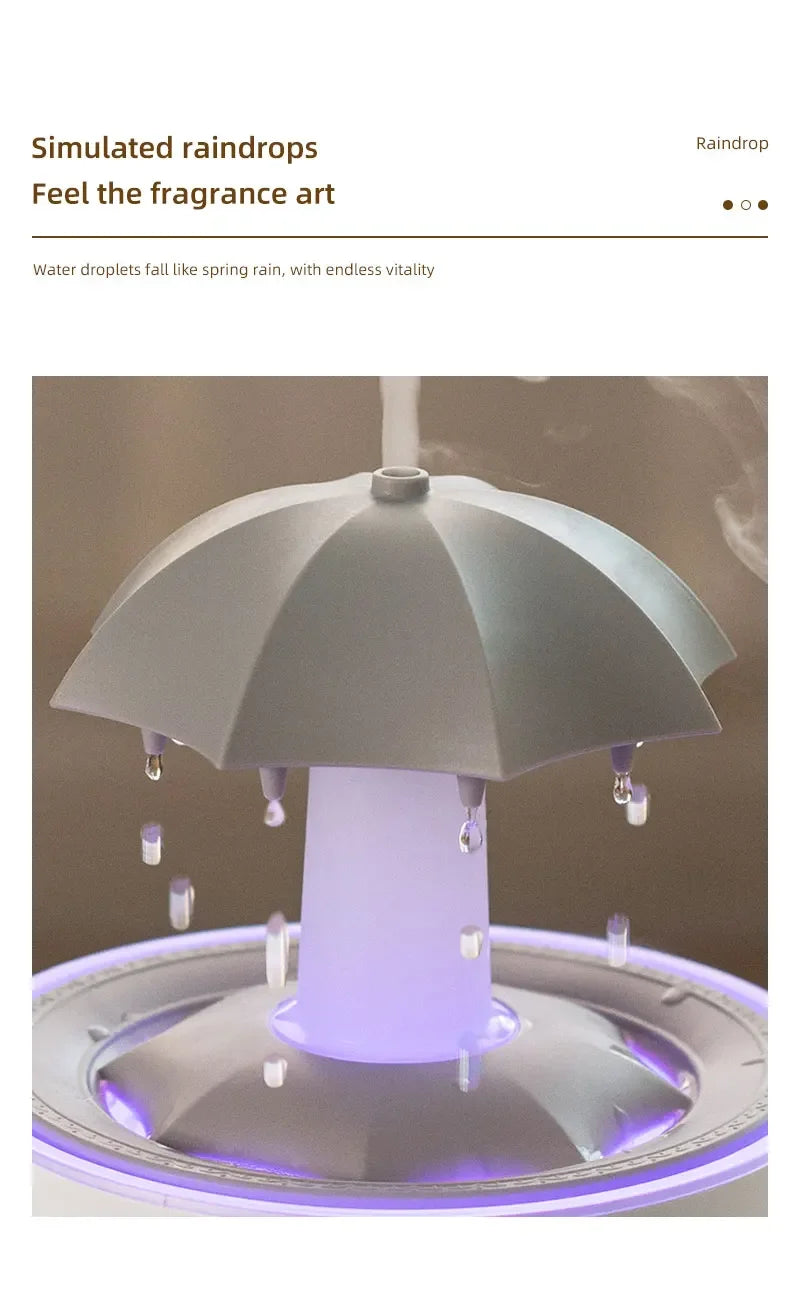 Rainbow Raindrop Aromatherapy Machine Rotating Water Drop Humidifier 7-Color Lamp Creative Umbrella Essential Oil Diffuser - TechSmartX