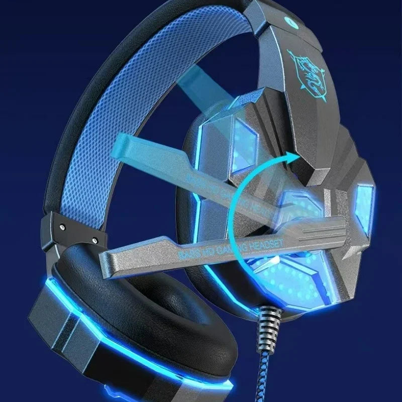 RGB Gaming Headset with Microphone Over-Ear Wired Headphones Drivers Lightweight for PC PS5 Xbox Switch - TechSmartX