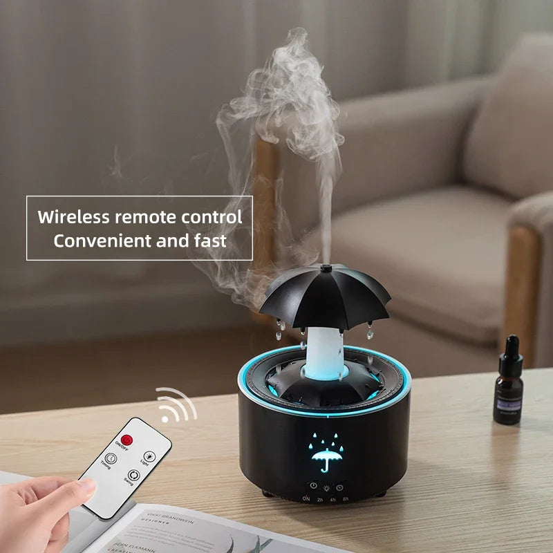 Rainbow Raindrop Aromatherapy Machine Rotating Water Drop Humidifier 7-Color Lamp Creative Umbrella Essential Oil Diffuser - TechSmartX