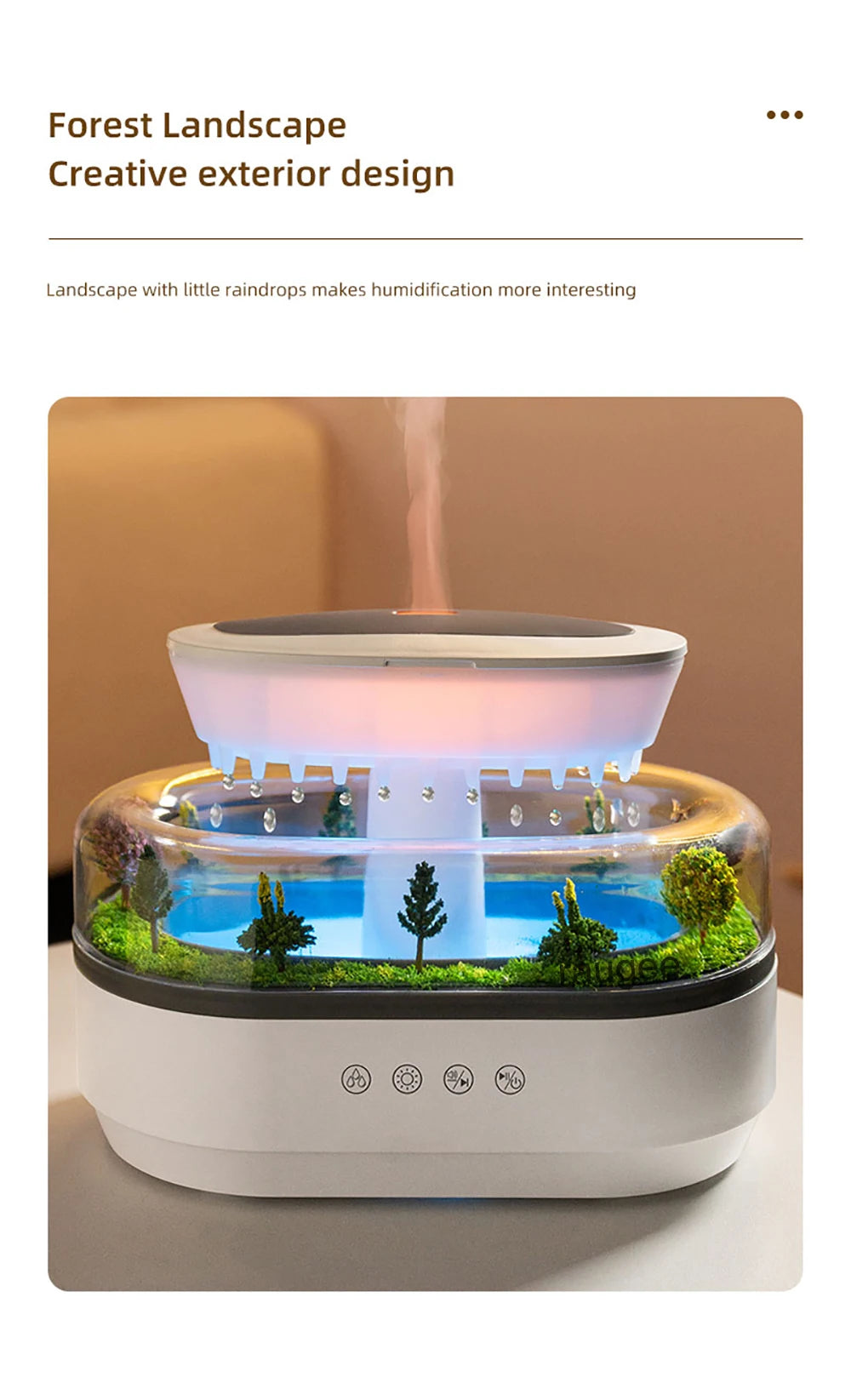 Aroma Humidifier Raindrop Air Humidifier Colorful Light White Noise Essemtial Oil Diffuser Home Ultrasonic Fragrance Diffuser - TechSmartX