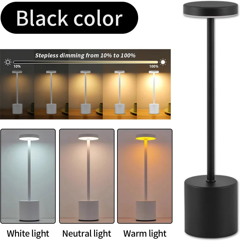 Classic Table Lamp USB Rechargeable Night Light Stepless Dimming Touch Desk Lamp 3 Colors Bedside Lamp Bar Hotel Decoration - TechSmartX