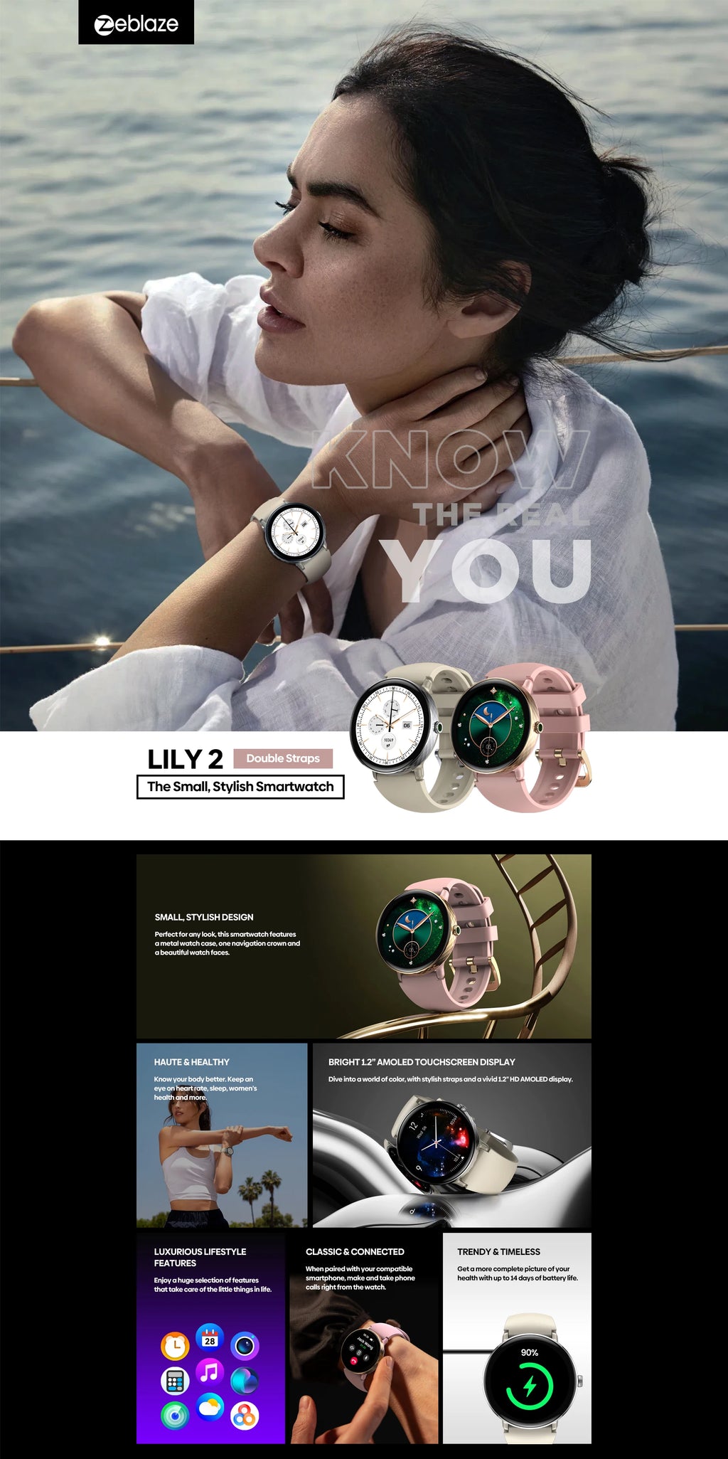 New 2025 Zeblaze LILY 2 Voice Calling Female Smartwatch Double Strap 1.2" HD AMOLED Display Health Monitoring Sports Smart Watch - TechSmartX