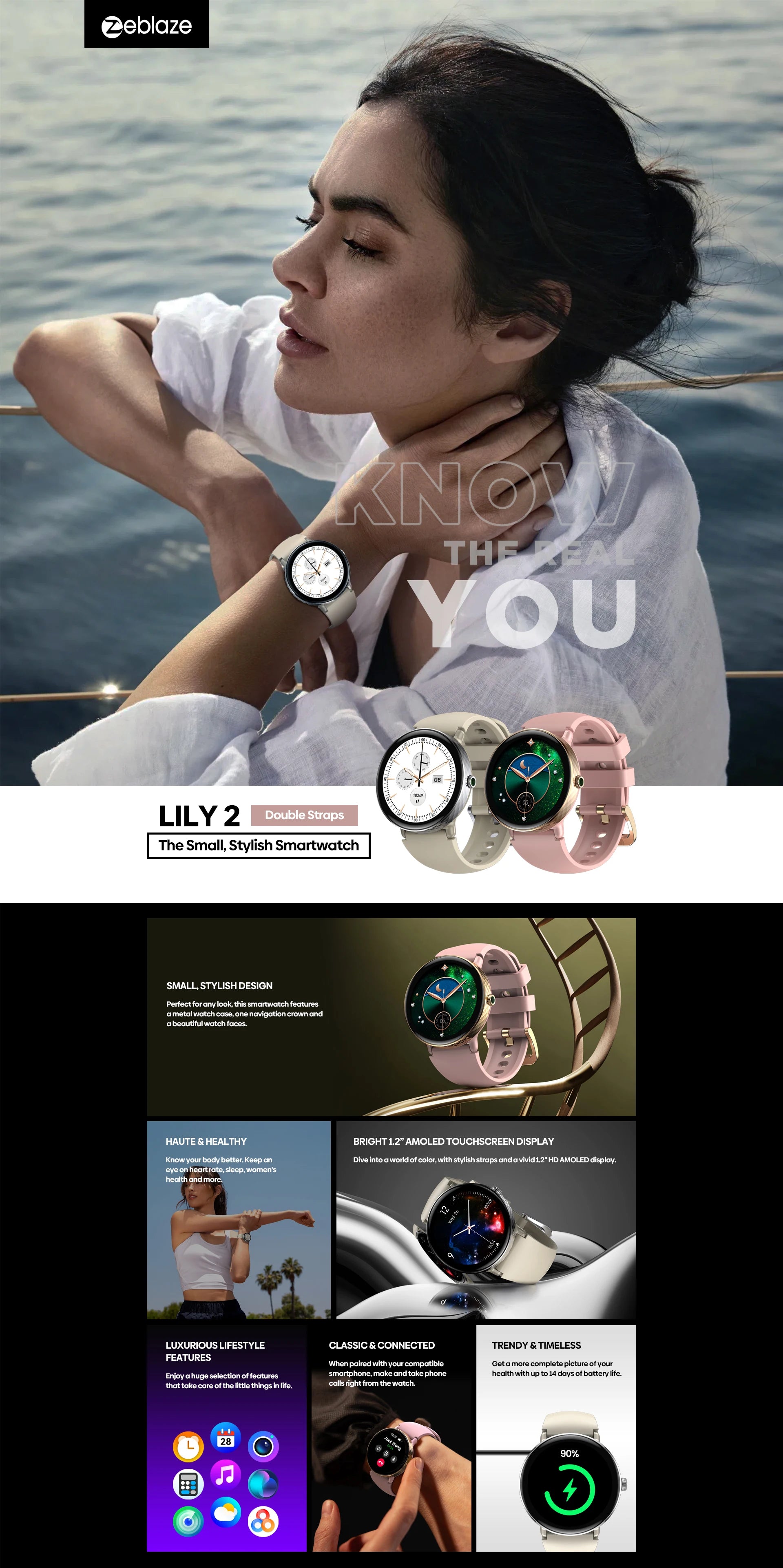 New 2025 Zeblaze LILY 2 Voice Calling Female Smartwatch Double Strap 1.2" HD AMOLED Display Health Monitoring Sports Smart Watch - TechSmartX