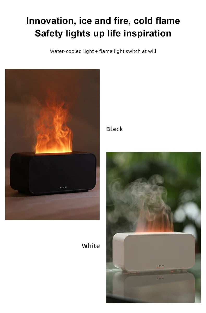 Flame Aroma Diffuser,Fragrance Essential Oil Diffuser Humidifier,with 3D Flame Night Light 120mL for Bedroom, Home and Office - TechSmartX