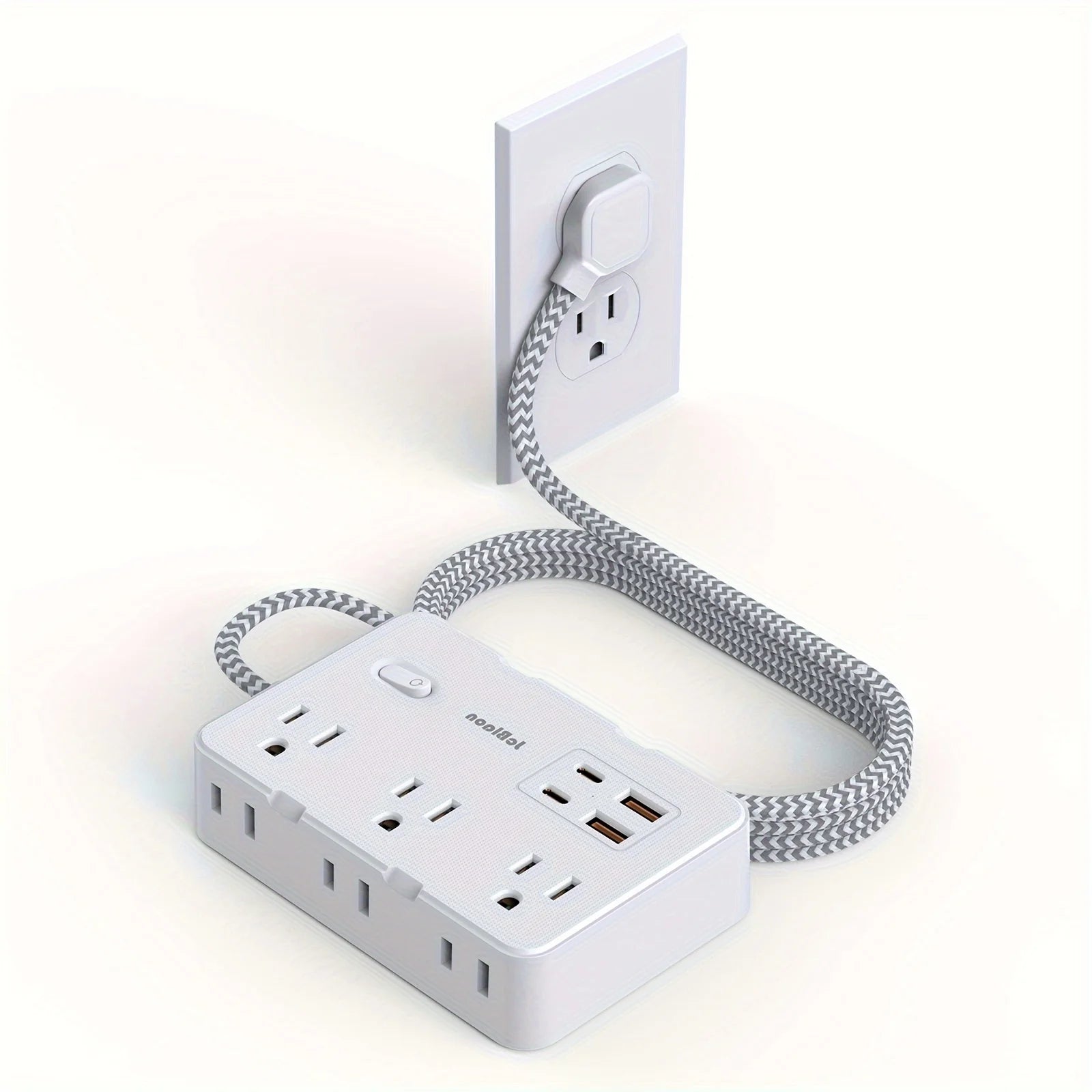 US Plug AC Outlet Multiprise Power Strip Braided Extension Cord Smart Home Electrical Socket Network Filter USB Type-C Charging - TechSmartX