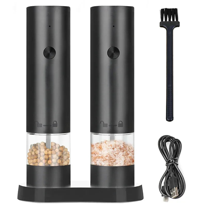 USB Rechargeable Electric Salt and Pepper Grinder Adjustable Coarseness Large Capacity Auto Spices Grinders Kitchen Cooking Tool - TechSmartX