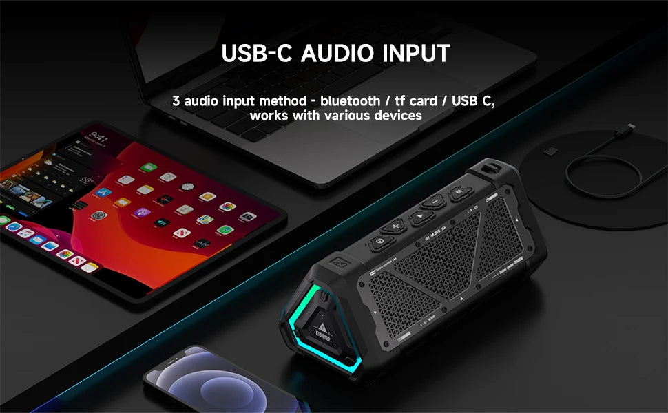 MLOVE P3 Outdoor Bluetooth Speaker, 40W Output Power Bluetooth 5.3 Speaker ,Stereo Sound IPX7 Waterproof,Micro SD Card,RGB Light - TechSmartX