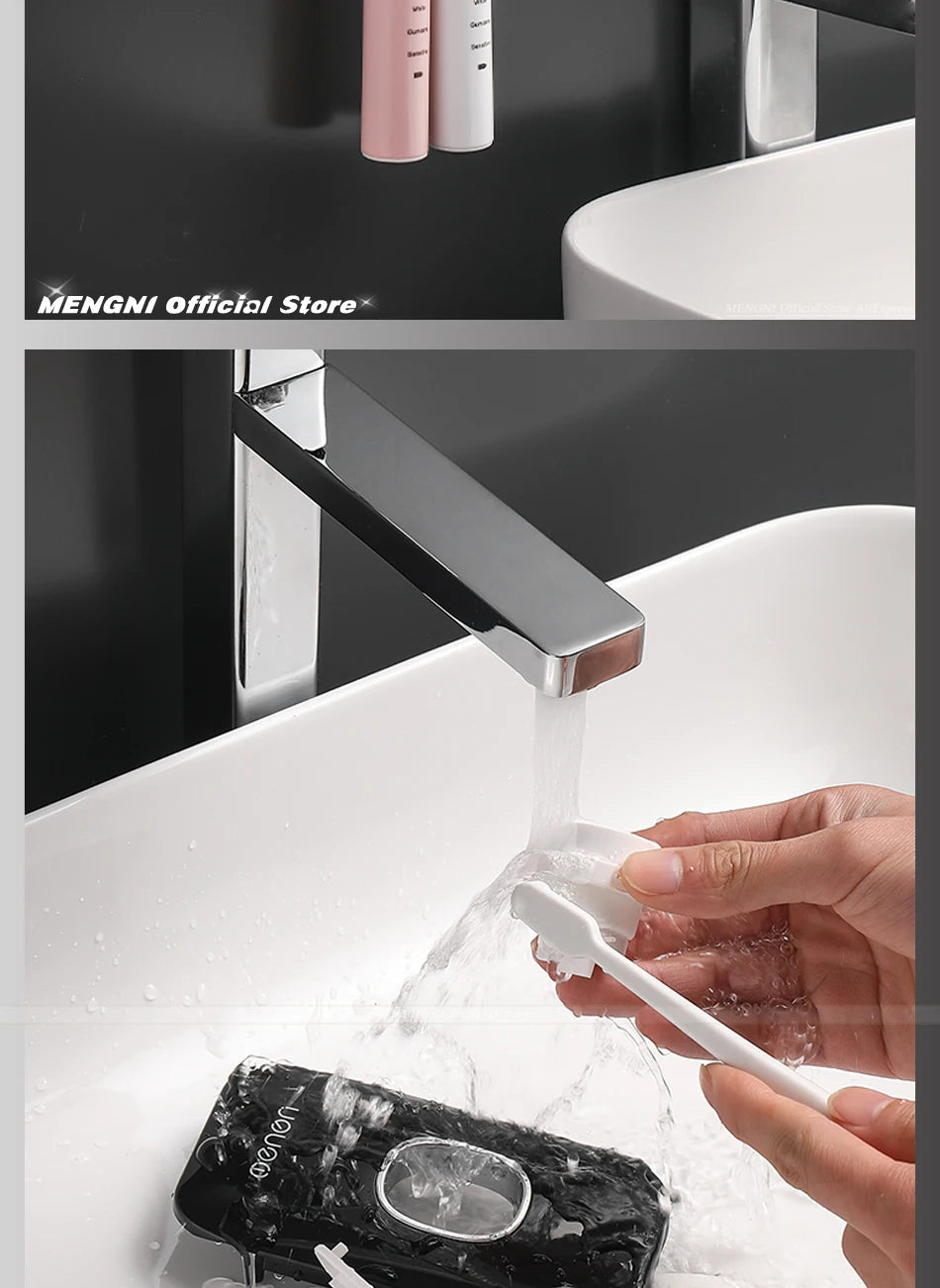 MENGNI Automatic Toothpaste Dispenser Wall-Mounted Bathroom Toothpaste Squeezer Punch-Free Toothbrush Holder Rack Bathroom Acces - TechSmartX