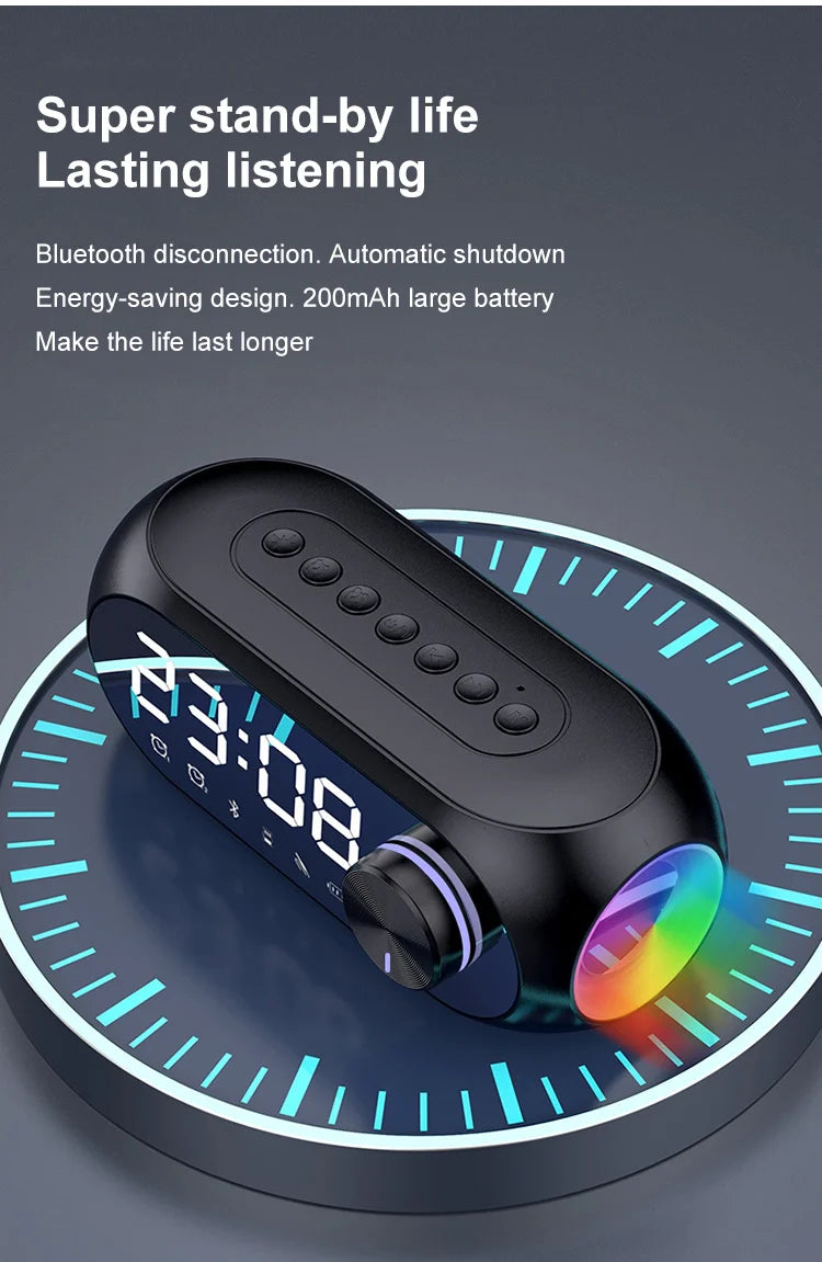 Alarm Clock Radio FM Bluetooth Speaker Portable Subwoofer Caixa De Som Sound Box Music Wireless Mini Woofers Bocina Lamp Column - TechSmartX