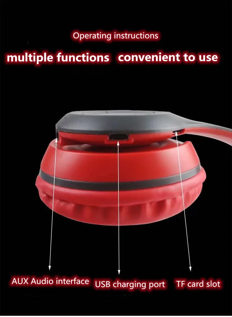 P47 Bluetooth 5.0 Wireless Headphone Foldable HIFI Stereo Bass Earphone Kid Helmet Gift With Mic USB Adaptor For iPhone Game - TechSmartX