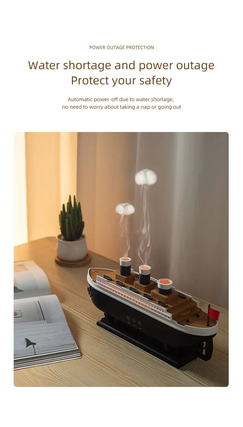 Retro Ship Air Humidifier Ultrasonic Aromatherapy Diffusers Mist Maker Fragrance Essential Oil Aroma Difusor Remote control - TechSmartX