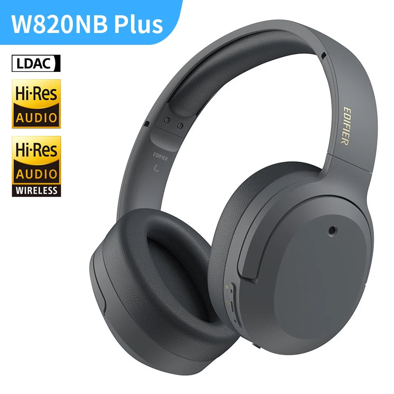 Edifier W820NB Plus Wireless Noise Cancelling Headphones 43dB ANC Hi-Res LDAC Codec 49hrs Playtime Over-Ear Bluetooth Headset - TechSmartX