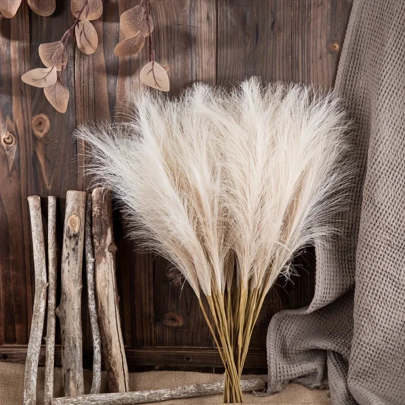 10pcs Faux Pampas Grass, Pampas Grass For Floor Vase, Pampas Grass Decor Tall For Vase Fillers, Boho Rustic Farmhouse Home Decor - TechSmartX