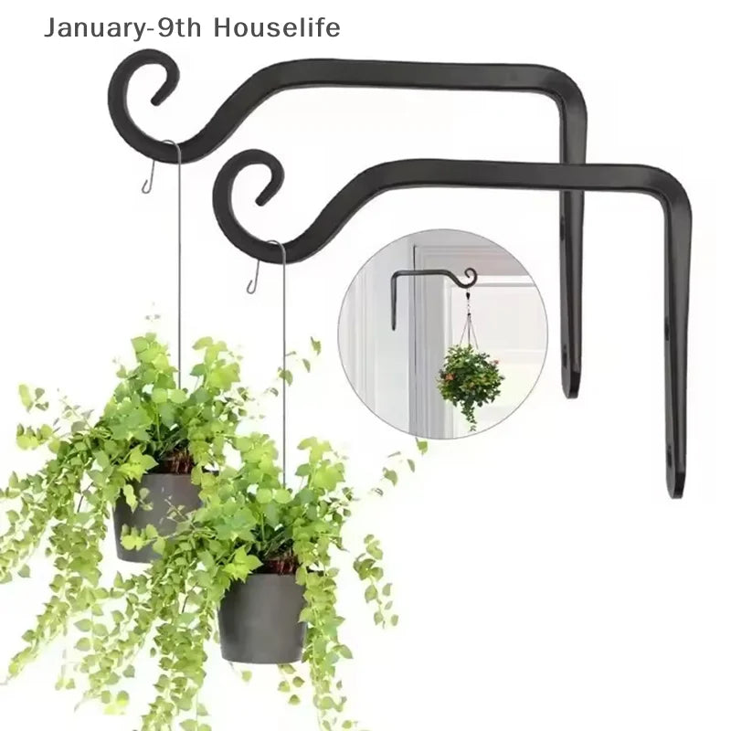 Wall Hanging Basket Iron Flower Pot Plant Support Hanger Hook Indoor Outdoor Home Garden Hanging Lantern Decoration - TechSmartX