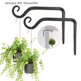 Wall Hanging Basket Iron Flower Pot Plant Support Hanger Hook Indoor Outdoor Home Garden Hanging Lantern Decoration - TechSmartX