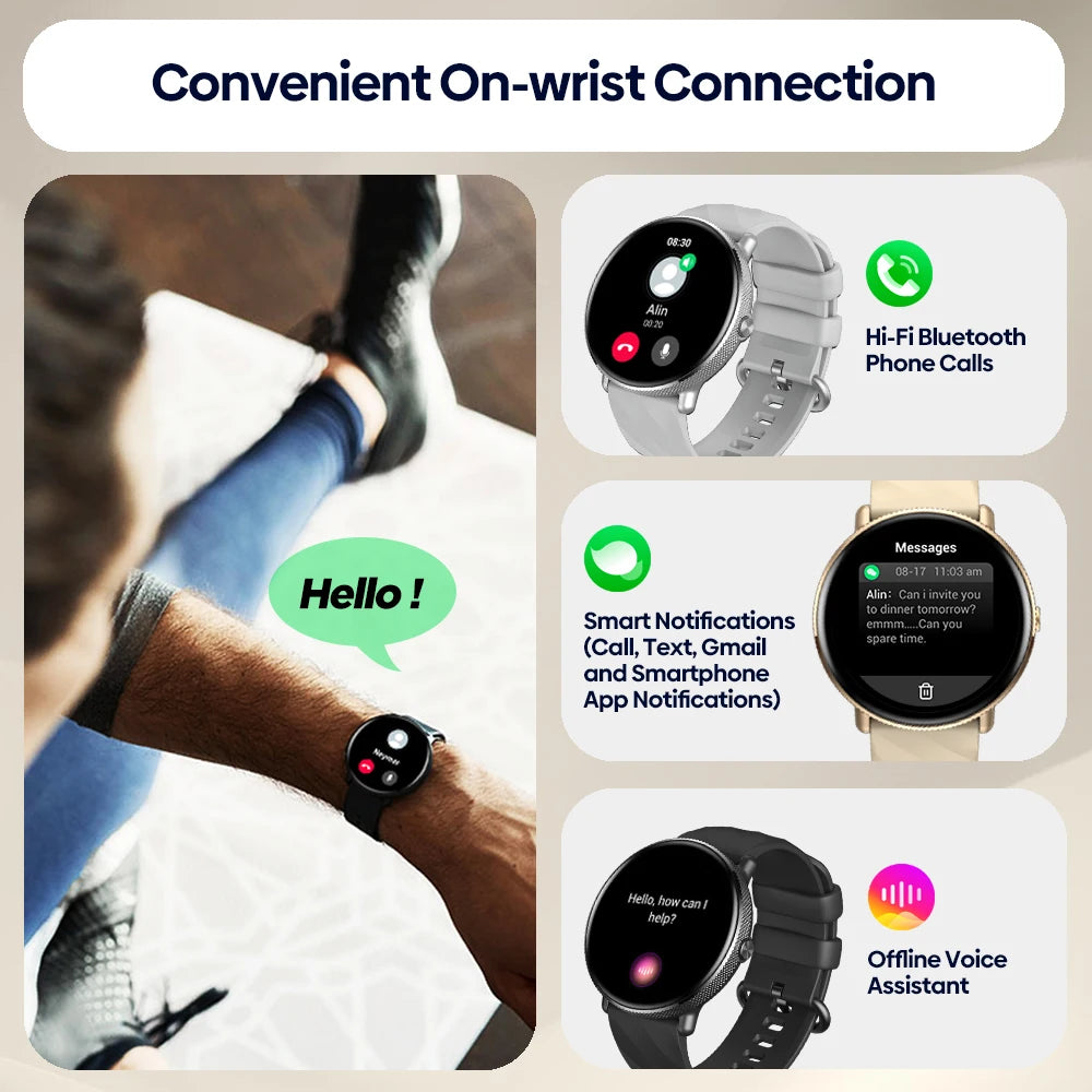 Zeblaze GTR 3 Pro Voice Calling Smart Watch 1.43" AMOLED Display 316L Stainless Steel Frame Fitness Tracking Smartwatch - TechSmartX