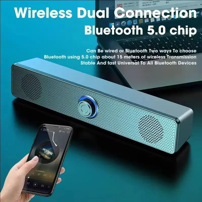 PC Soundbar Wired and  Bluetooth Speaker USB Powered Soundbar for TV Pc Laptop Gaming Home Theater Surround Audio System - TechSmartX