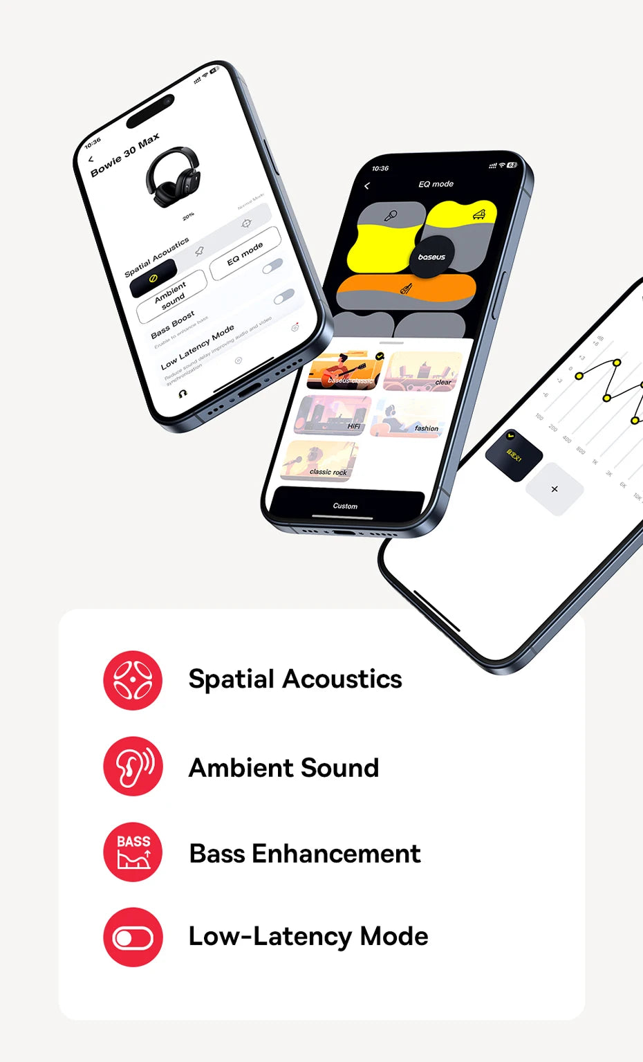 Baseus Bowie 30 Max Wireless Headphones Hi-Res Audio LDAC Bluetooth 5.4 -45dB Active Noise Cancellation Headset - TechSmartX