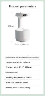 Anti-Gravity Humidifier New Ultrasonic Humidifier with Dual Power-Off Protection Large Capacity Air Humidifierw for Home/Office - TechSmartX
