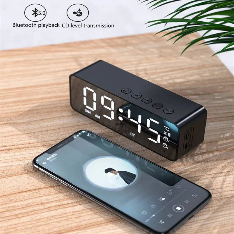 Alarm Clock Radio FM Bluetooth Speaker Portable Subwoofer Caixa De Som Sound Box Music Wireless Mini Woofers Bocina Lamp Column - TechSmartX