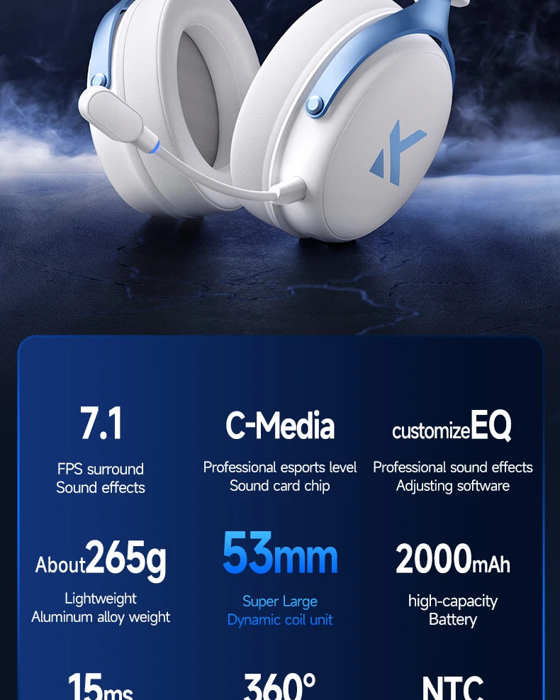 MCHOSE V9 pro E-Sports Headset with Microphone Tri-Mode Gaming USB Wireless 7.1 Channel Surround Sound Portable Audio Headphones - TechSmartX