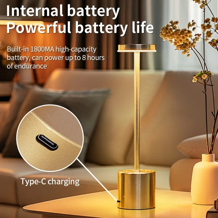 Classic Table Lamp USB Rechargeable Night Light Stepless Dimming Touch Desk Lamp 3 Colors Bedside Lamp Bar Hotel Decoration - TechSmartX